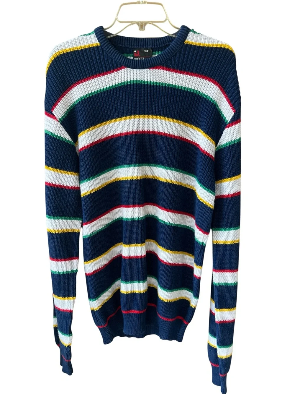 Robert Bruce XLT Vintage Striped Sweater Chunky Knit Preppy